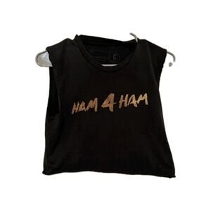 Hamilton Ham4Ham Crop Top T-shirt Black Tee Cotton Size Small